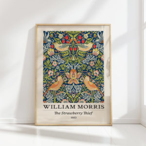 william morris strawberry thief print vintage bird fruit design artwork decorative poster
