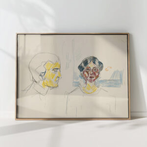 woman and self portrait in profile edvard munch high quality print