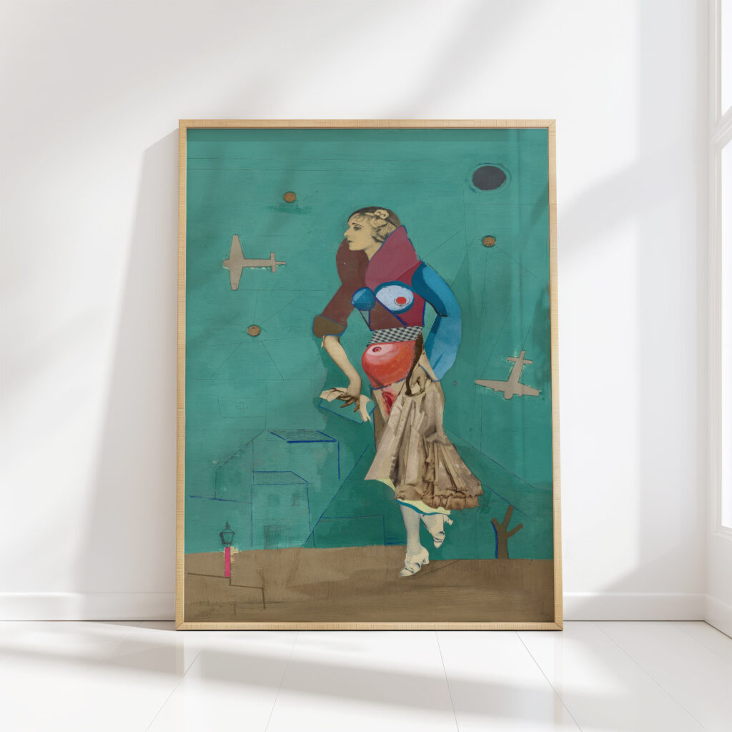 woman two airplanes bombs around 1940 karl wiener high quality print