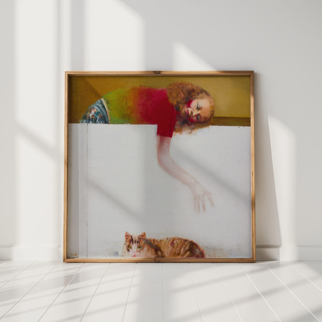 woman with cat 1979 tiit paasuke high quality print