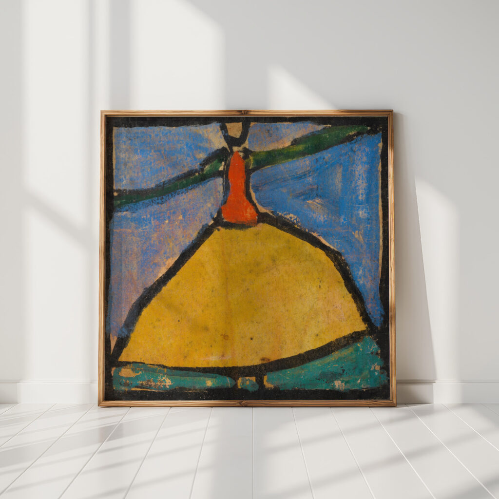 woman with outspread arms in yellow skirt 1918 egon schiele high quality print