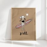 y all surfing cowgirl print minimalist poster