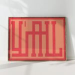yall typographic art print in vibrant red tones