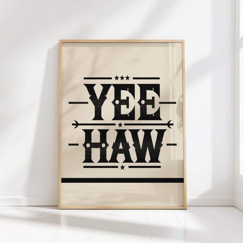 yeehaw western print black white print