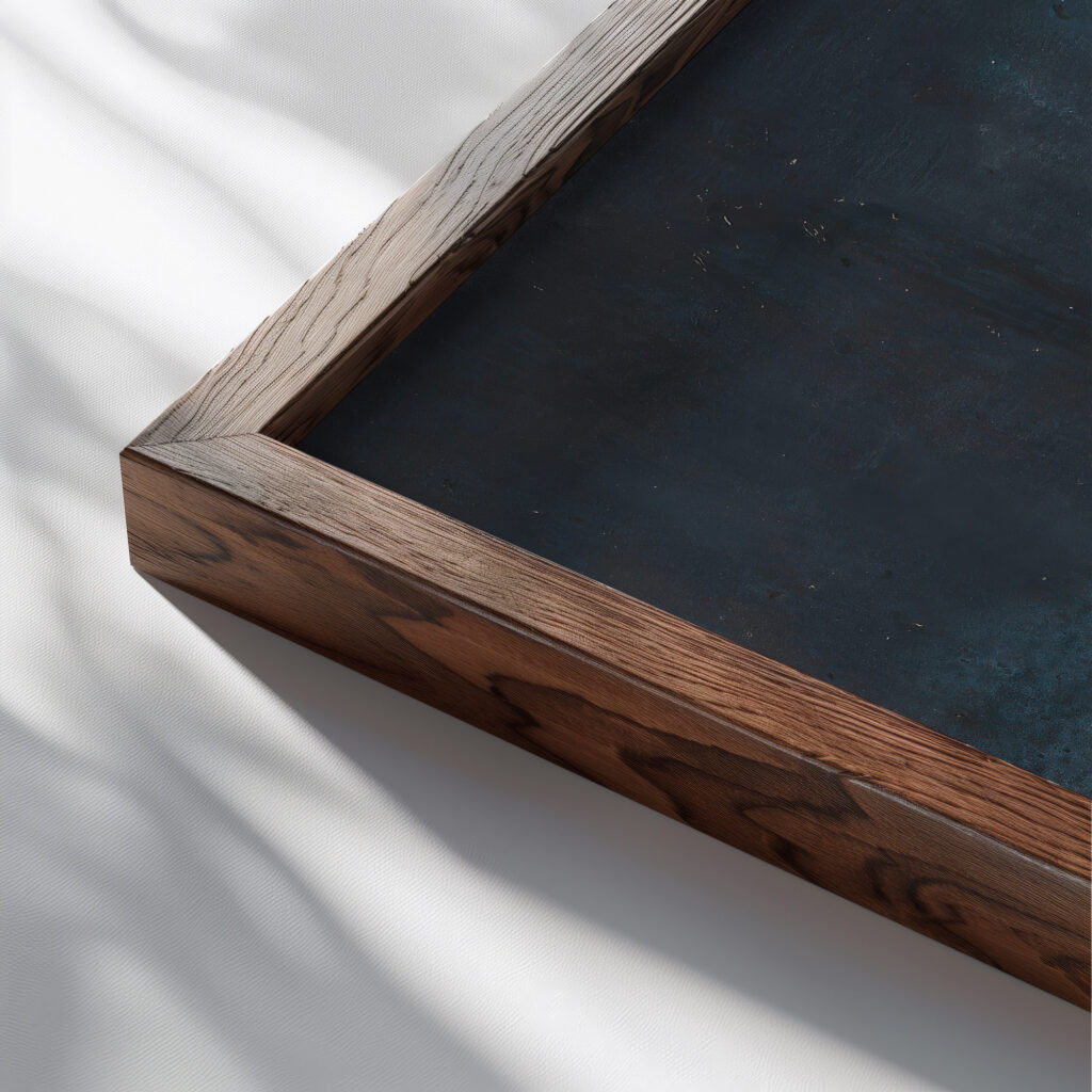 ‘Gaswerk im Mondlicht around 1935 Karl Wiener close up dark wood mockup