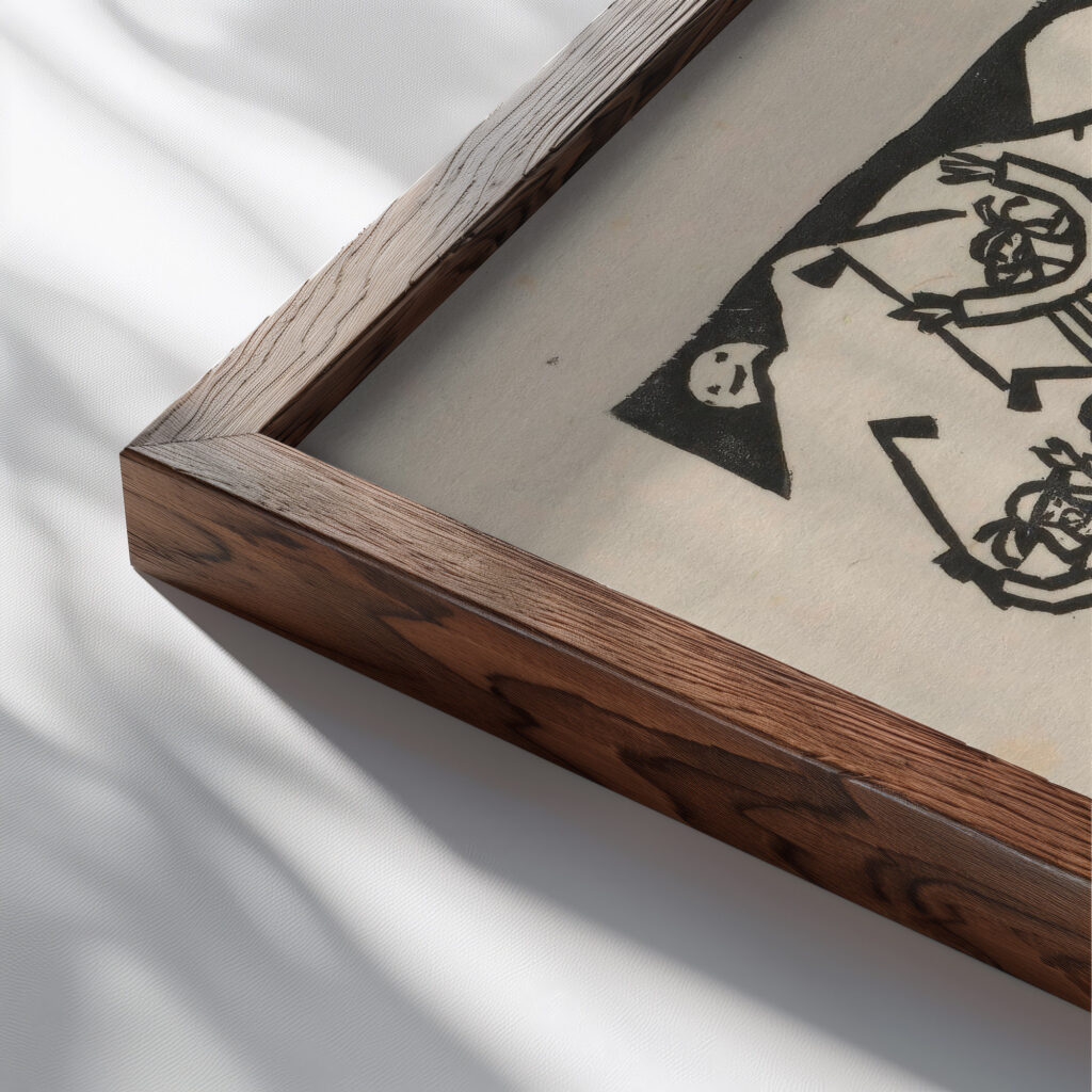 ‘Hola hola carol 1924 Tadeusz Makowski close up dark wood mockup