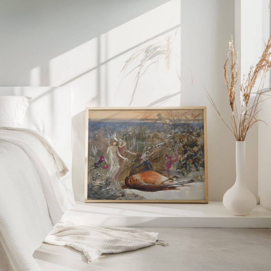 ‘Who killed cock robin – a study John Anster Fitzgerald 4 mockup