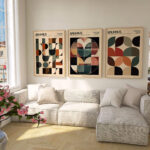 set of 3 bauhaus earth tones terracotta print 0001