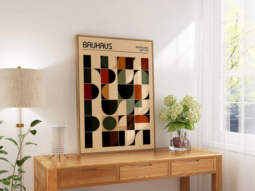 set of 3 bauhaus earth tones terracotta print 0004