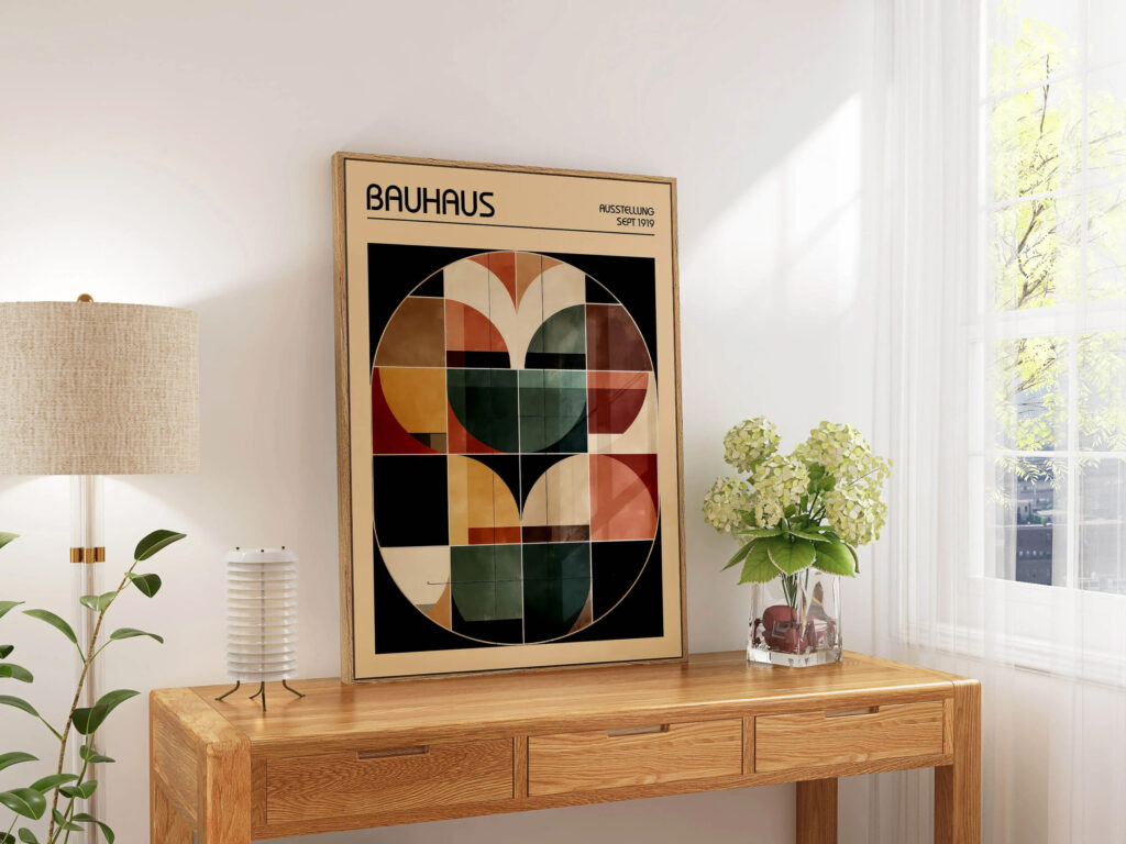 set of 3 bauhaus earth tones terracotta print 0005