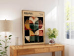 set of 3 bauhaus earth tones terracotta print 0005