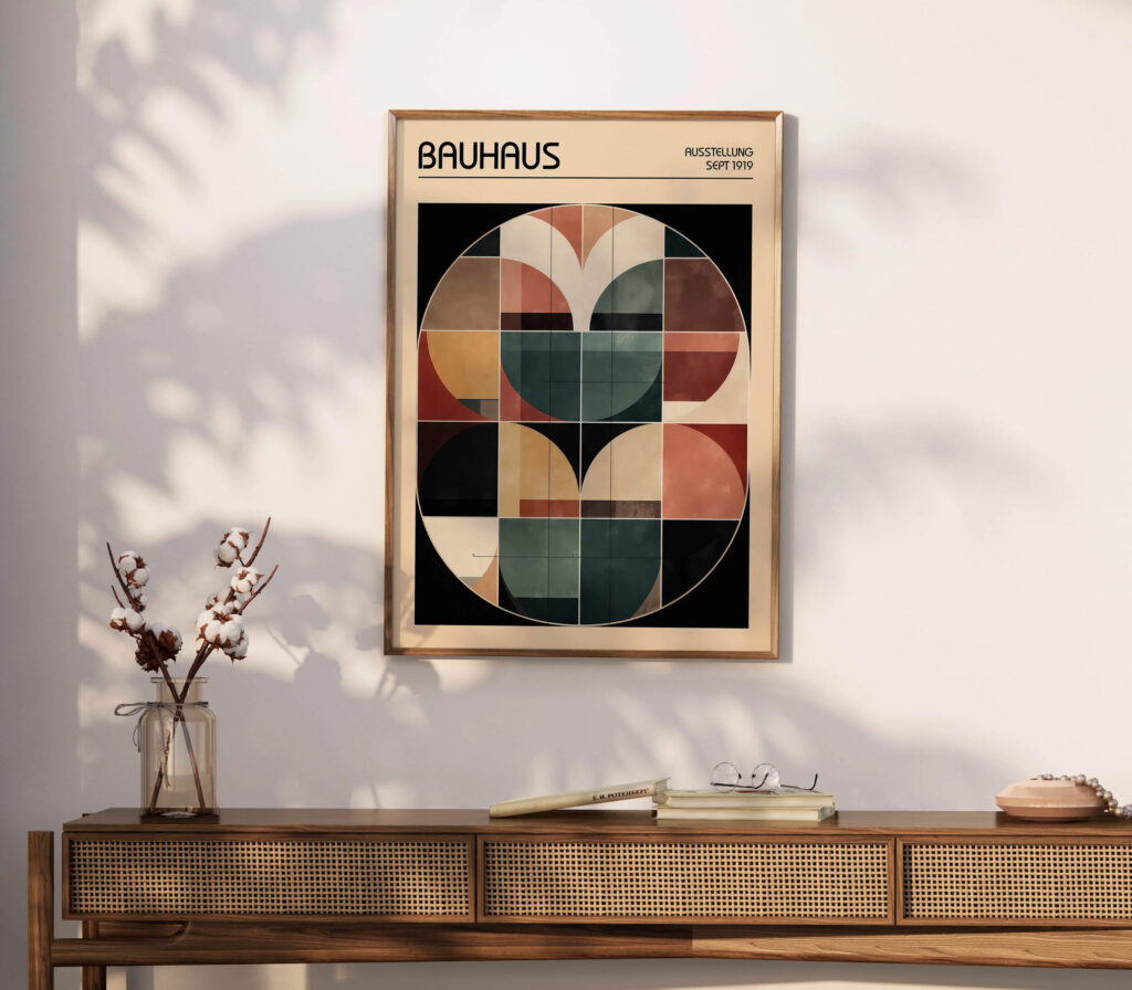 set of 3 bauhaus earth tones terracotta print 0006