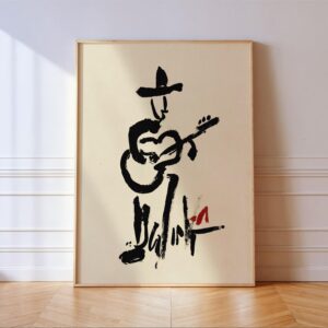Abstract Cowboy Guitarist Ink Print