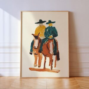 Abstract Cowboys on Horses Art Print