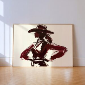 Abstract Cowgirl Silhouette Art Print