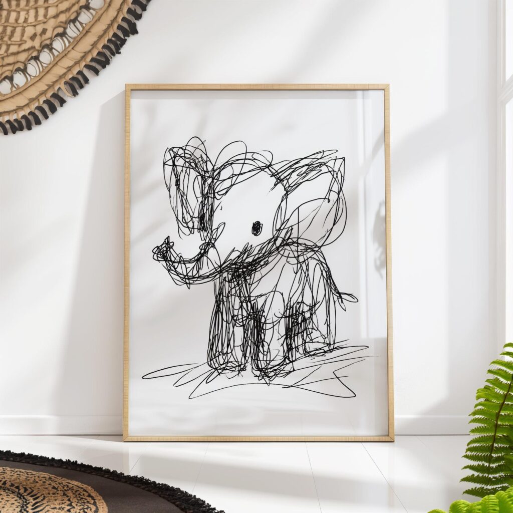 Abstract Elephant Line Sketch Wall Art Abstract Elephant Line Sketch Wall Art