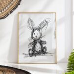 Abstract Scribble Bunny Line Drawing Print