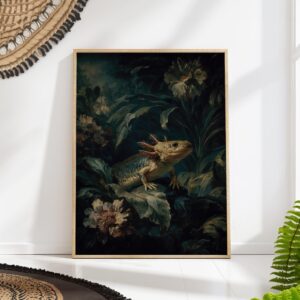 Axolotl Dark Botanical Painting Print