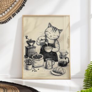 Barista Cat Print