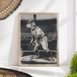 Baseball Dog Whimsical Animal Art Print
