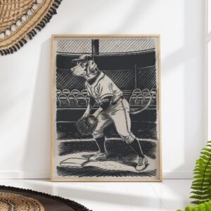 Baseball Dog Whimsical Animal Art Print