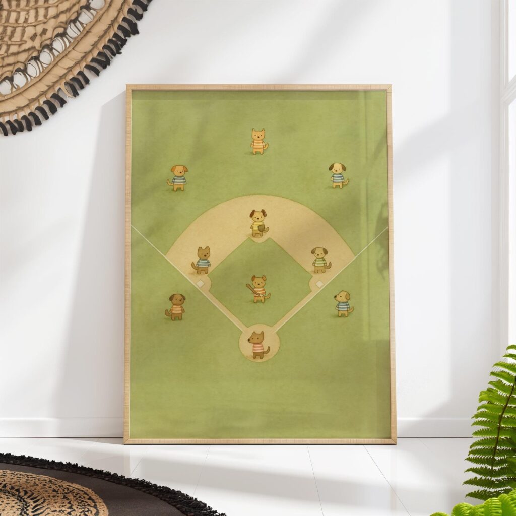 Baseball Dogs Nursery Print Baseball Dogs Nursery Print
