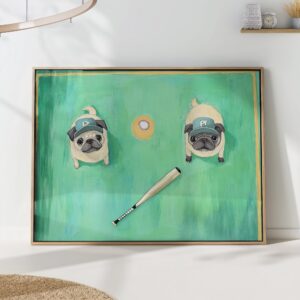 Baseball Pugs Art Print