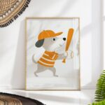 Baseball Puppy Nursery Print