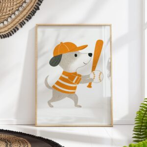 Baseball Puppy Nursery Print