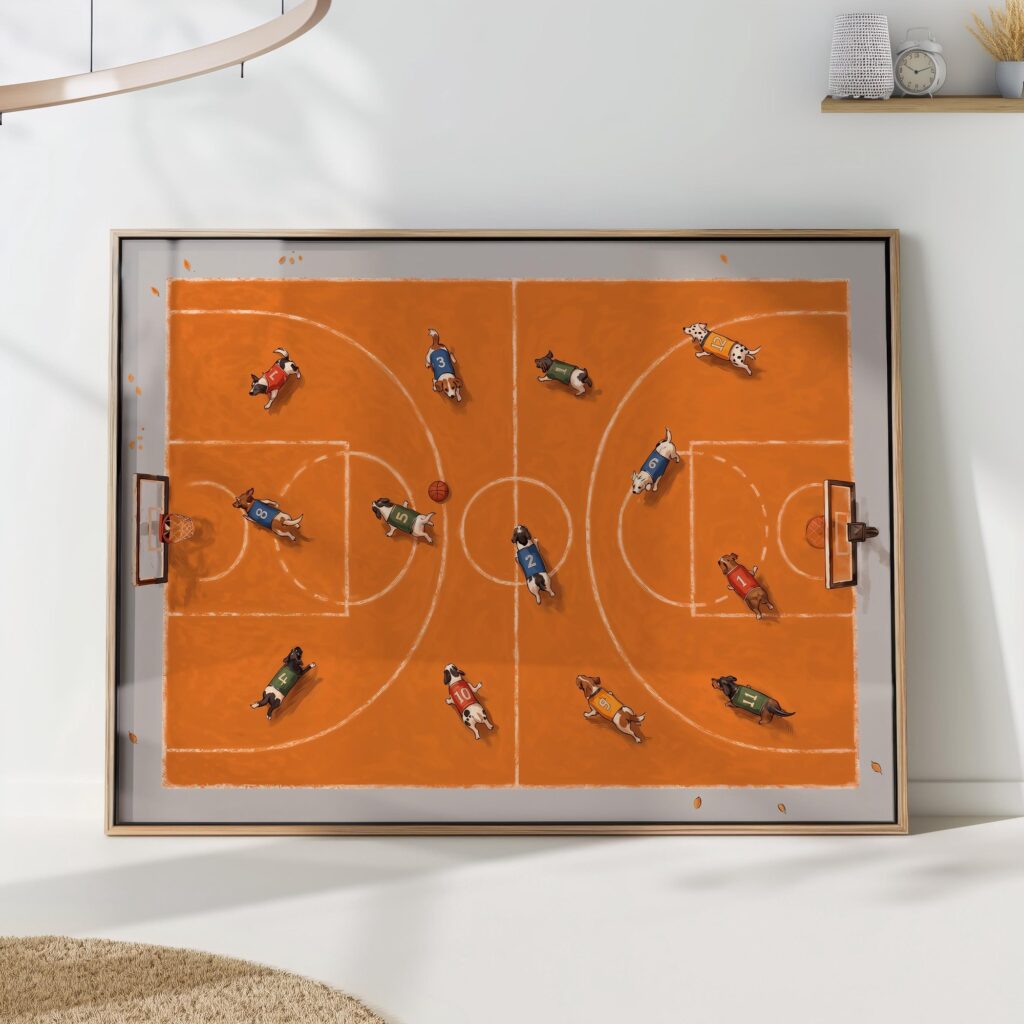Basketball Dogs Print