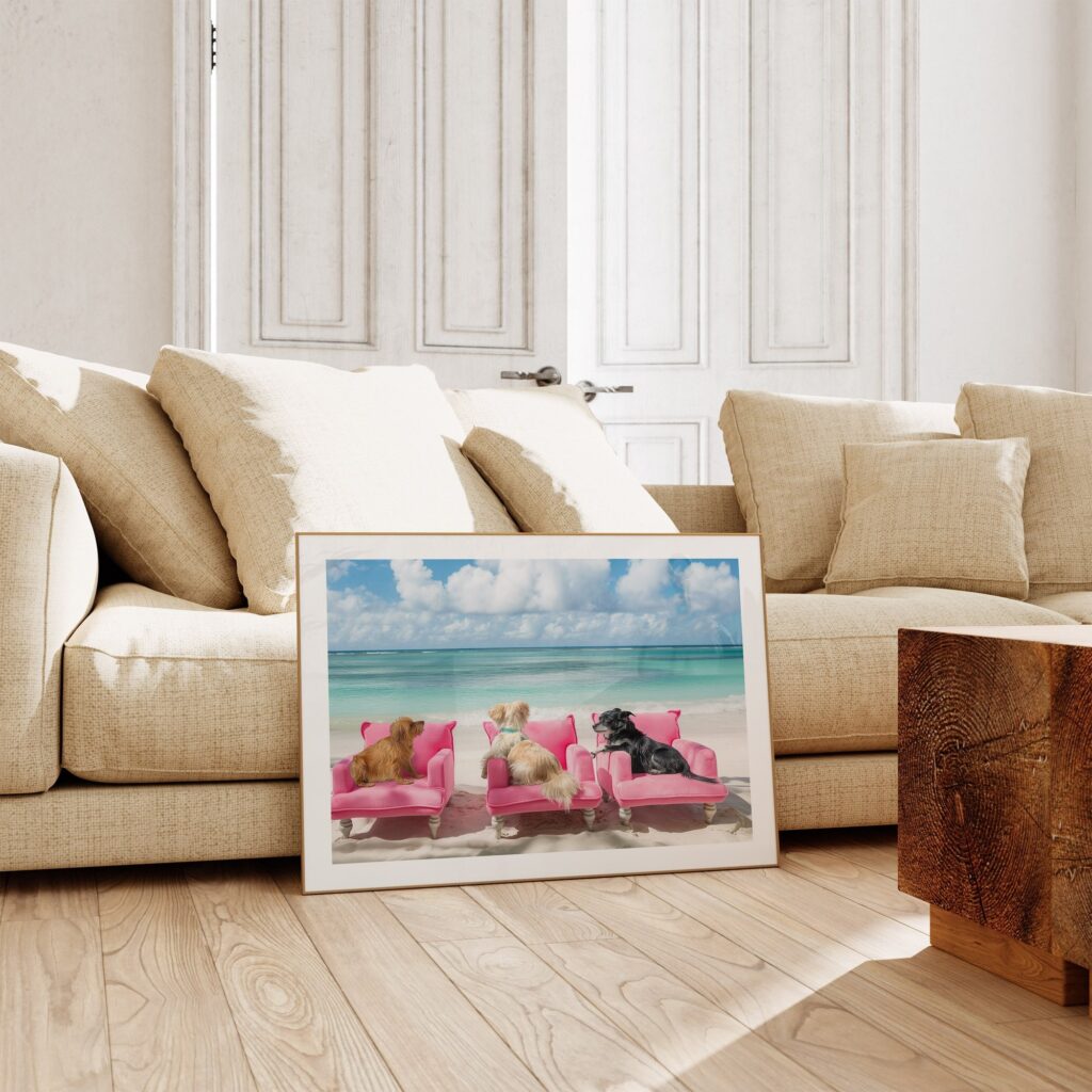 Beach Dogs Tropical Pink Art Print Beach Dogs Tropical Pink Art Print