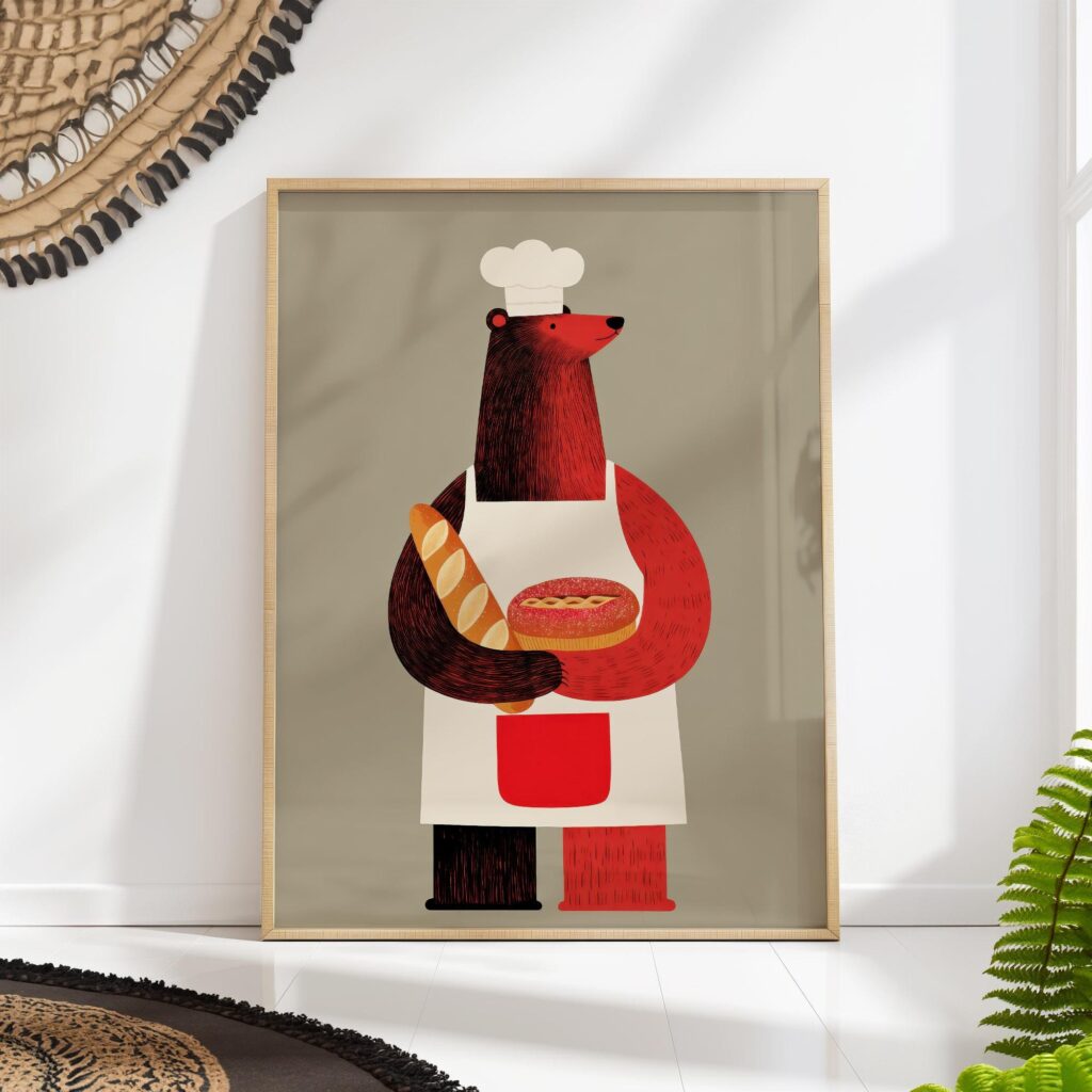 Bear Baker Kitchen Print Bear Baker Kitchen Print