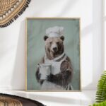 Bear Chef with Milk Kitchen Wall Art