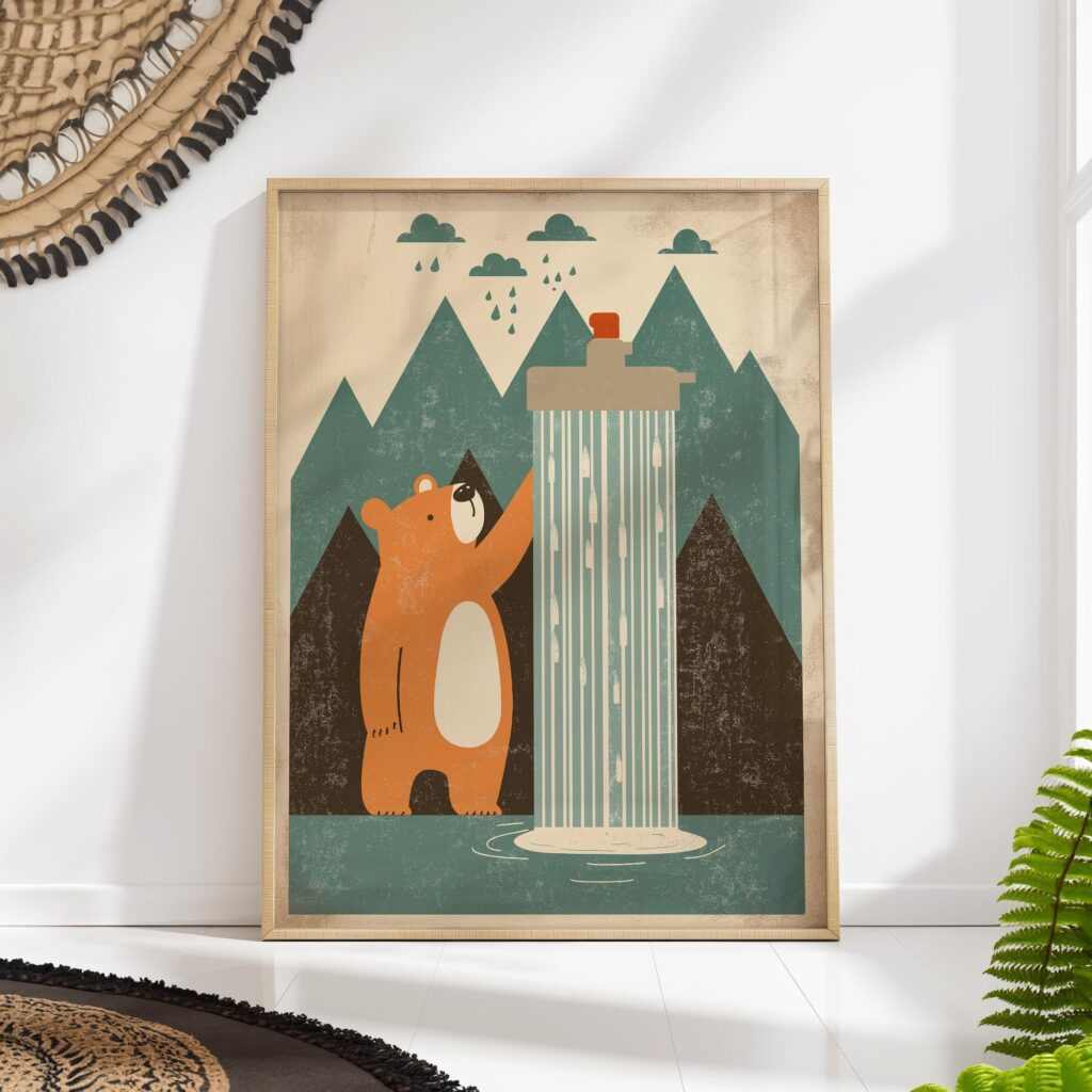 Bear Shower Mountain Print Bear Shower Mountain Print