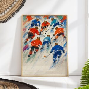 Bears Playing Ice Hockey Print