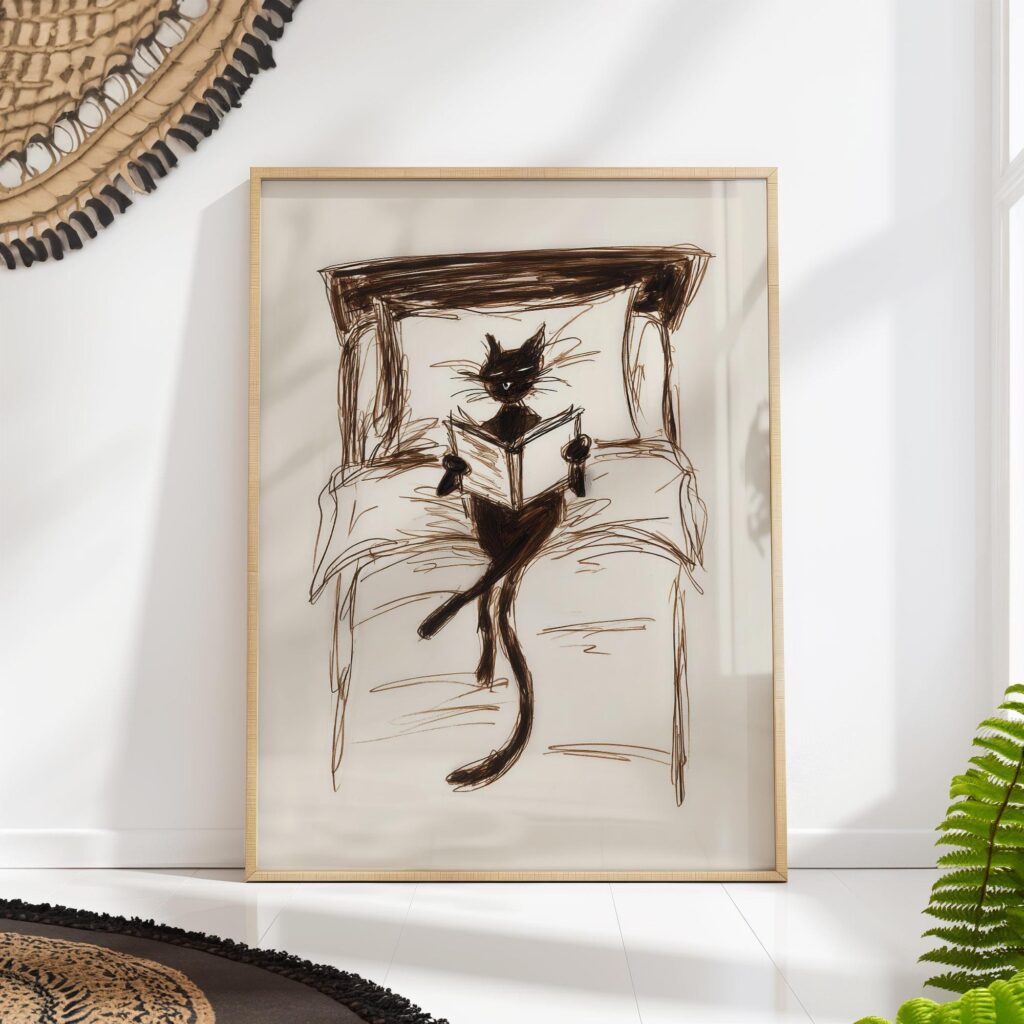 Bedroom Book Cat Print Bedroom Book Cat Print