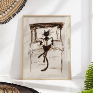 Bedroom Book Cat Print