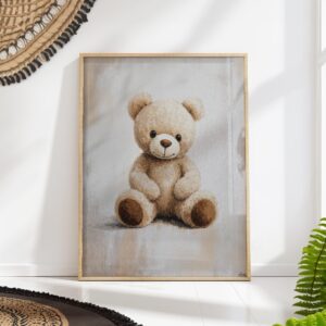 Beige Teddy Bear Nursery Wall Art