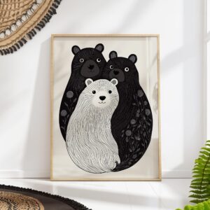 Black And White Bear Print
