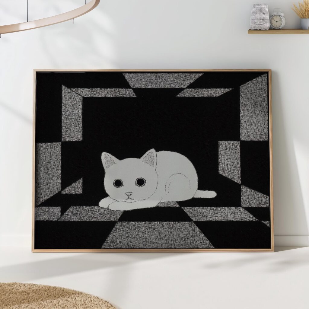 Black and White Cat Art Print Black and White Cat Art Print