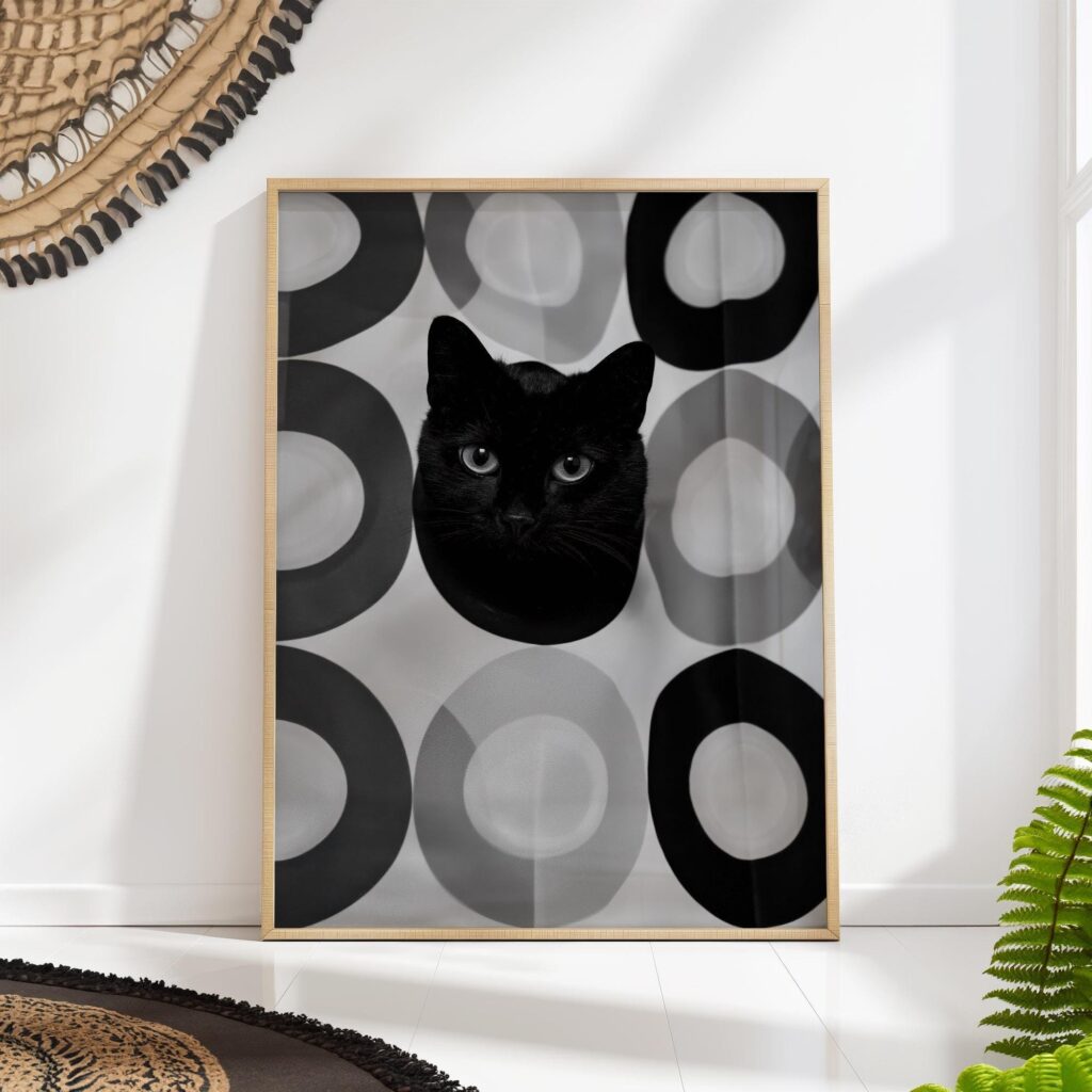 Black Cat Bathroom Art Print Black Cat Bathroom Art Print