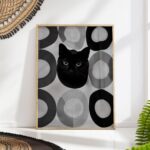 Black Cat Bathroom Art Print
