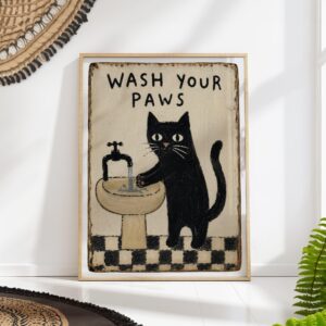 Black Cat Folk Art Print