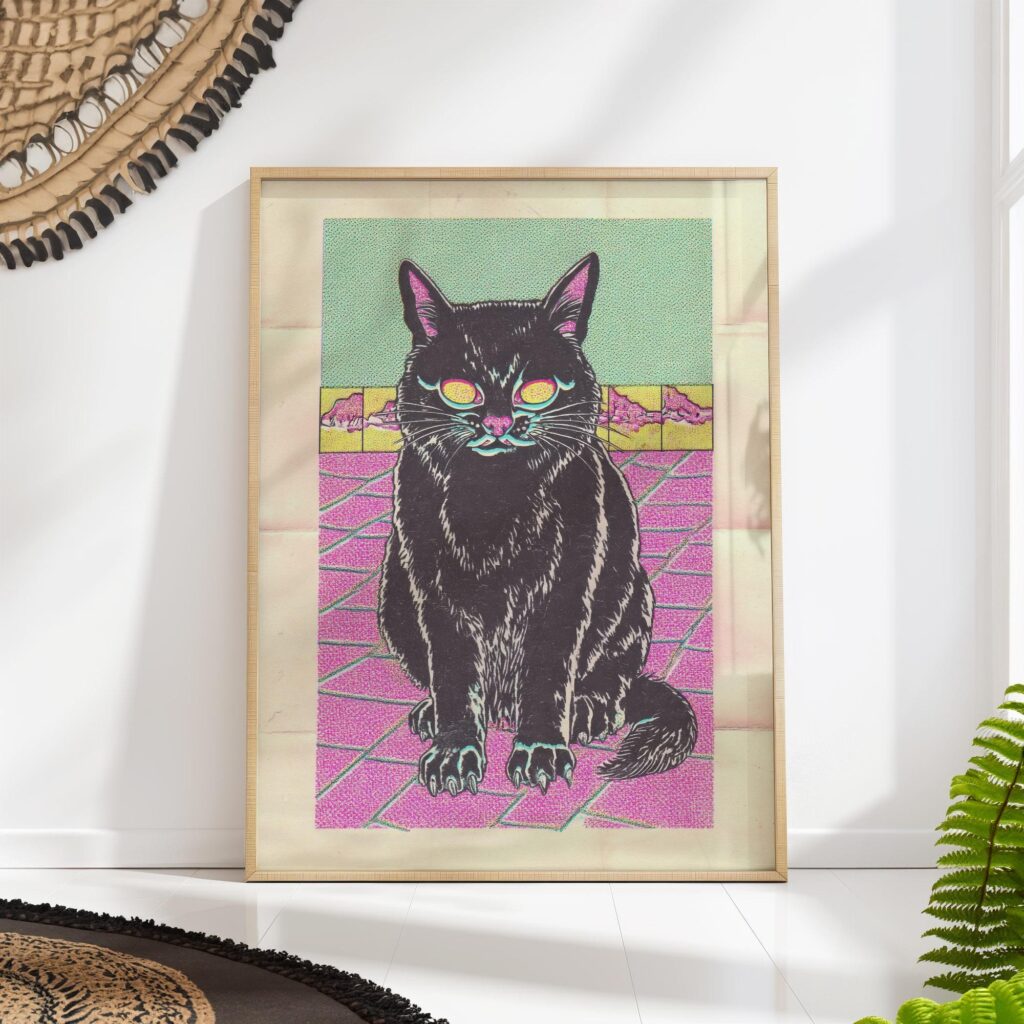 Black Cat Pop Art Print Black Cat Pop Art Print
