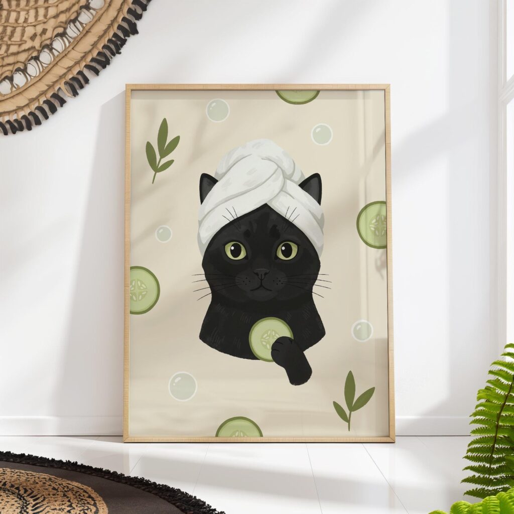 Black Cat Spa Day Print Black Cat Spa Day Print