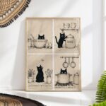 Black Cats in the Kitchen Print