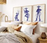 Blue Cowgirl Poster Set of 3