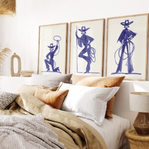 Blue Cowgirl Poster Set of 3