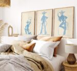 Blue Cowgirl Set of 3 Prints
