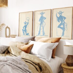 Blue Cowgirl Set of 3 Prints